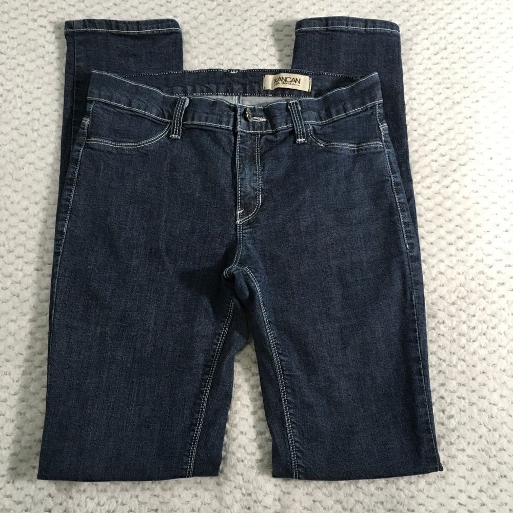 KanCan skinny jeans, size 9 juniors, double stitch details, medium blue.